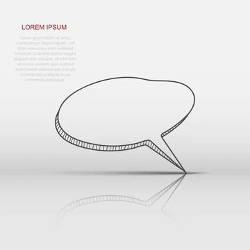 Vector speech bubble icon in flat style. Hand drawn speech bubble sign illu.. Illustrazione stock