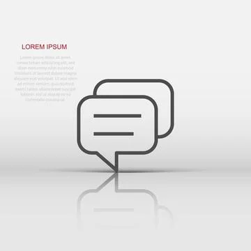 Vector speech bubble icon in flat style. Discussion dialog sign illustratio.. Illustrazione stock