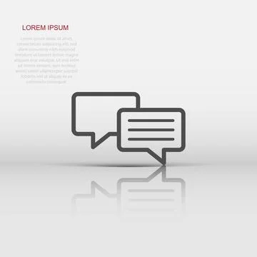Vector speech bubble icon in flat style. Discussion dialog sign illustratio.. Stock Illustration