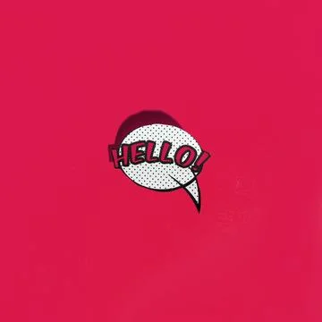 Vector speech bubble icon with hello greeting red background Foto stock
