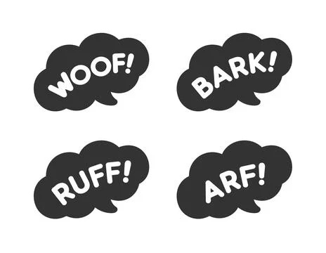 Vector of speech bubble icons with dog bark words on a white background Stock Illustration