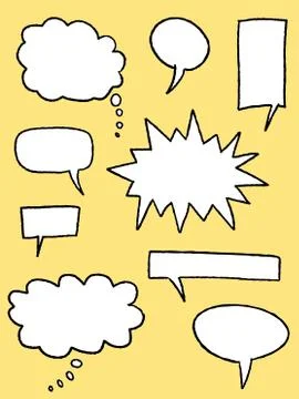 Vector speech bubble set - cartoon style blank bubbles. Stock Illustration
