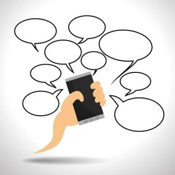 Vector : Speech bubbles and smartphone in a hand Stock Illustration