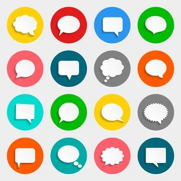 Vector speech bubbles icons in flat design with shadows 스톡 일러스트