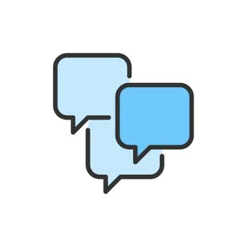 Vector speech bubbles, sms, chat, comments flat color line icon. 스톡 일러스트