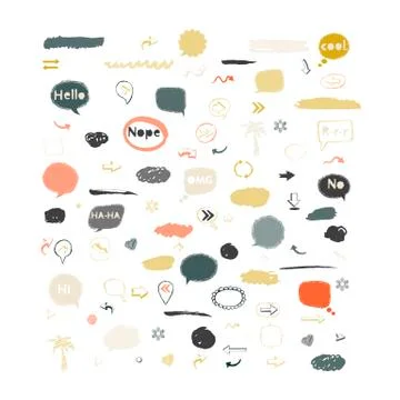 Vector speech bubble,stickers,arrows icon set Stock Illustration