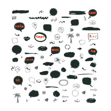 Vector speech bubble,stickers,arrows icon set Stock Illustration
