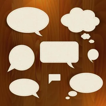 Vector speech paper bubble on wood background イラスト素材