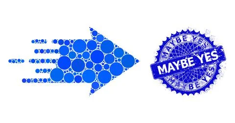 Vector Speed Arrow Mosaic of Dots with Textured Maybe Yes Badge 스톡 일러스트