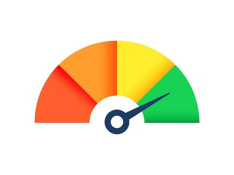 Vector speedometer and gauge icons showing performance levels. Isolated dial  Stock Illustration