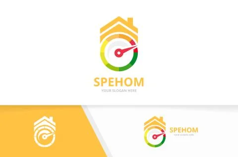Vector speedometer and real estate logo combination. Tachometer and house symbol Stock Illustration