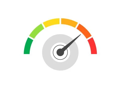 Vector speedometer meter with arrow indicator for dashboard showing green to  Stock Illustration