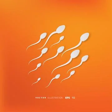 Vector spermatozoons, floating to ovule Stock Illustration