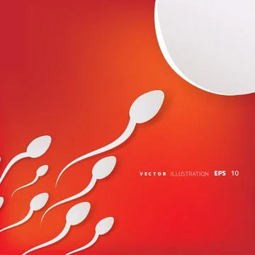 Vector spermatozoons, floating to ovule Stock Illustration