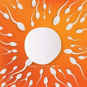 Vector spermatozoons, floating to ovule Stock Illustration