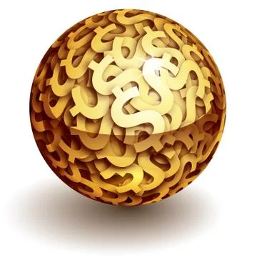 Vector sphere of gold dollar signs Stock-Illustration