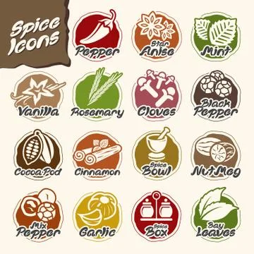 Vector Spice Multiple Icons Set Stock Illustration