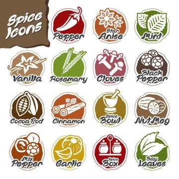 Vector Spice Multiple Icons Set Stock Illustration