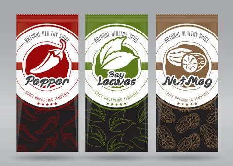 Vector Spice Multiple Packaging Set Stock Illustration