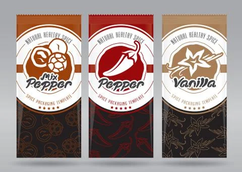 Vector Spice Multiple Packaging Set Stock Illustration