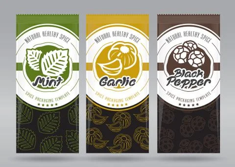 Vector Spice Multiple Packaging Set Stock Illustration