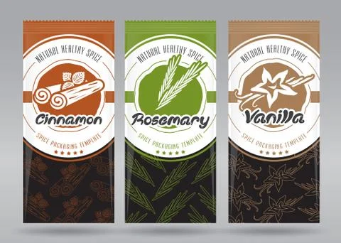 Vector Spice Multiple Packaging Set Stock Illustration
