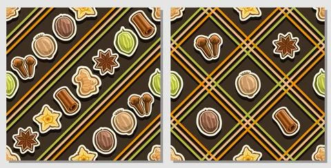 Vector Spice Seamless Patterns Stock Illustration
