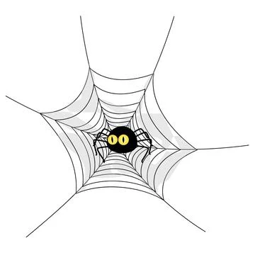 Vector spider web and small spider on a white background vector illustration. Stock Illustration