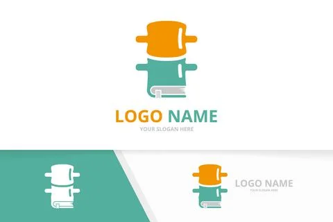 Vector spine and book logo combination. Unique spinal diagnostic center logotype Stock Illustration