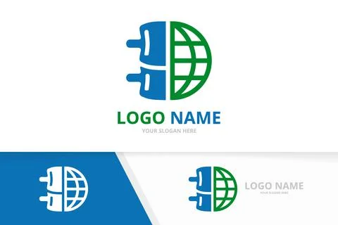 Vector spine and globe logo combination. Vertebral column and earth logotype Stock Illustration