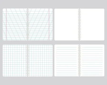 Vector Spiral Notepad Set with Different Paper Styles Stock Illustration