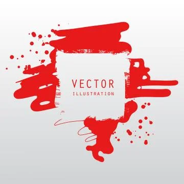 Vector splats splashes and blobs of red ink paint in different shapes drips Illustrazione stock