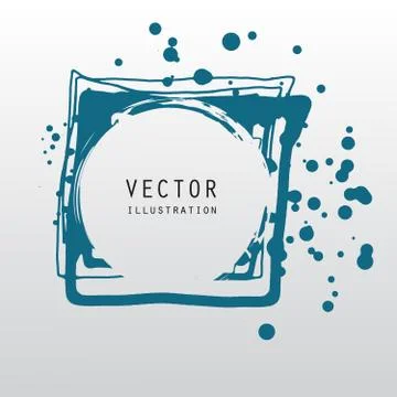 Vector splats splashes and blobs of blue ink paint in different shapes drips Illustrazione stock