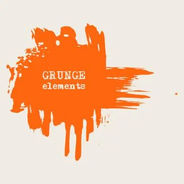 Vector splats splashes and blobs of orange ink paint in different shapes drip Illustrazione stock