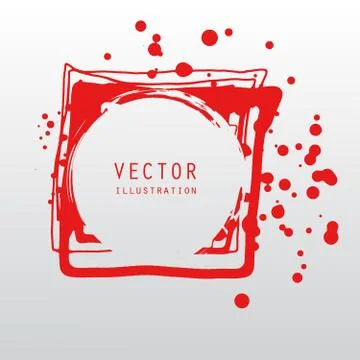 Vector splats splashes and blobs of red ink paint in different shapes drips Illustrazione stock