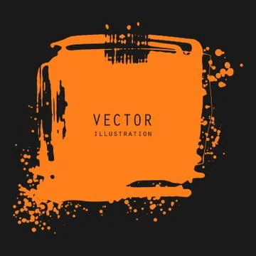 Vector splats splashes and blobs of orange ink paint in different shapes drip Illustrazione stock