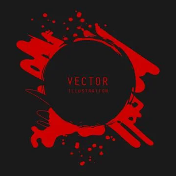 Vector splats splashes and blobs of red ink paint in different shapes drips Stock Illustration