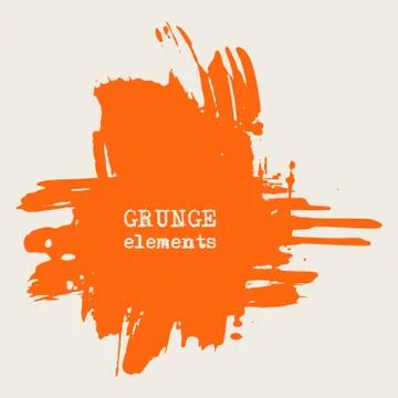 Vector splats splashes and blobs of orange ink paint in different shapes drip Illustrazione stock