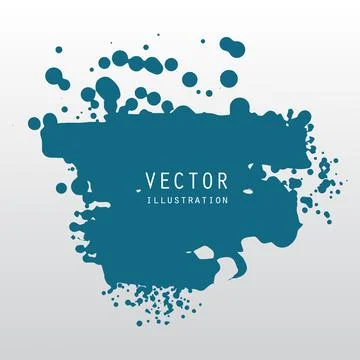 Vector splats splashes and blobs of blue ink paint in different shapes drips Stock Illustration