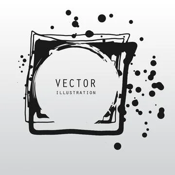 Vector splats splashes and blobs of black ink paint in different shapes drips Illustrazione stock