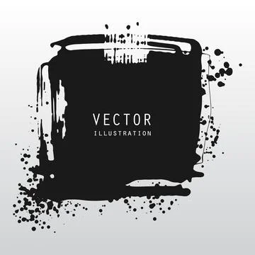Vector splats splashes and blobs of black ink paint in different shapes drips Stock Illustration