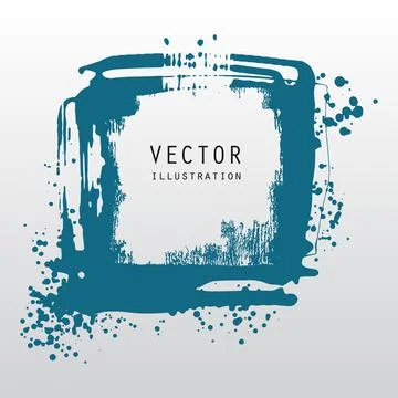 Vector splats splashes and blobs of blue ink paint in different shapes drips Illustrazione stock