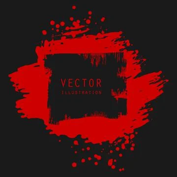 Vector splats splashes and blobs of red ink paint in different shapes drips Illustrazione stock