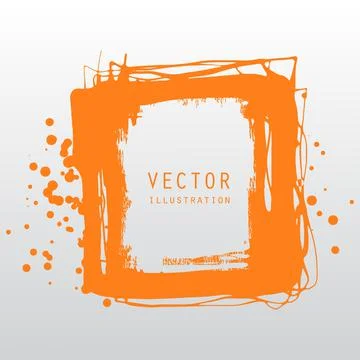 Vector splats splashes and blobs of orange ink paint in different shapes drip Illustrazione stock