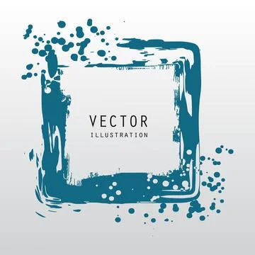 Vector splats splashes and blobs of blue ink paint in different shapes drips Stock Illustration