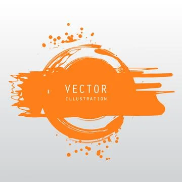 Vector splats splashes and blobs of orange ink paint in different shapes drip Illustrazione stock