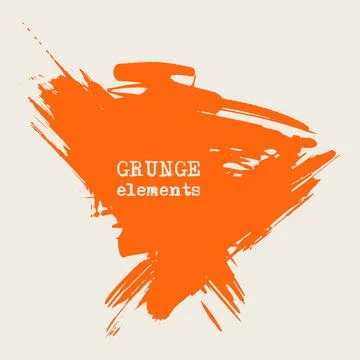 Vector splats splashes and blobs of orange ink paint in different shapes drip Stock Illustration