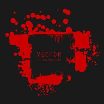 Vector splats splashes and blobs of red ink paint in different shapes drips Illustrazione stock