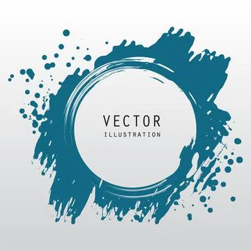 Vector splats splashes and blobs of blue ink paint in different shapes drips Stock Illustration