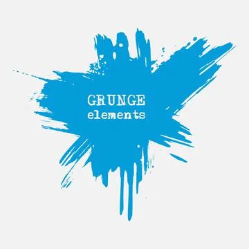 Vector splats splashes and blobs of blue ink paint in different shapes drips Stock Illustration